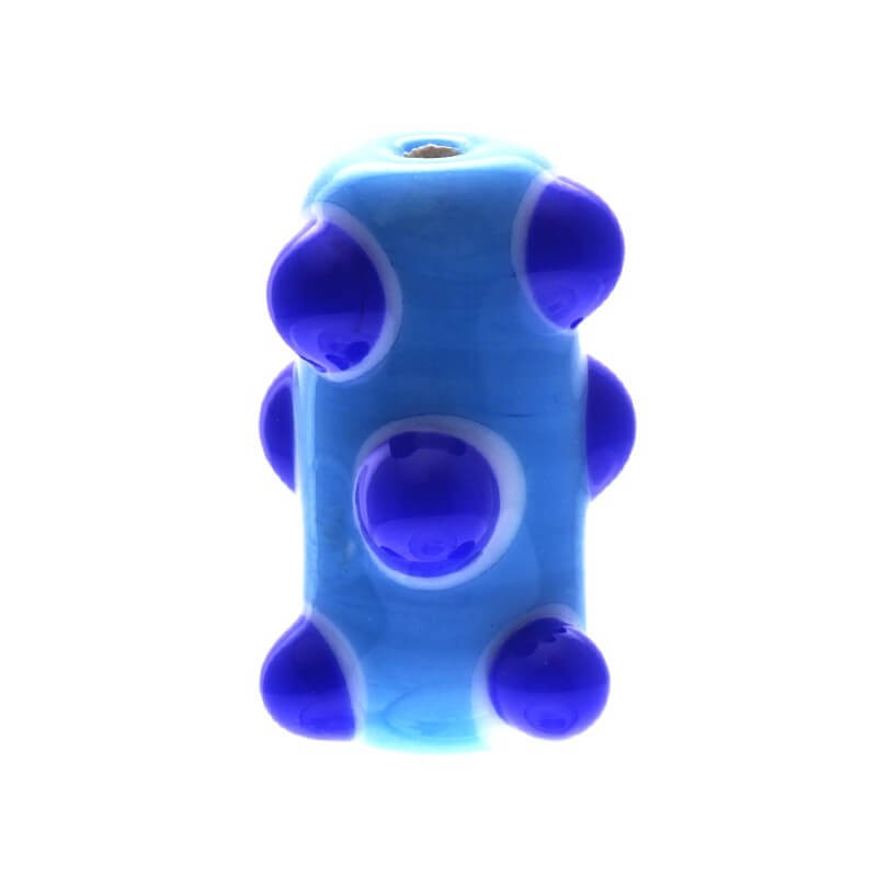 Roller bead with bubbles DOTS blue 18x10mm 1pc SZLXS408
