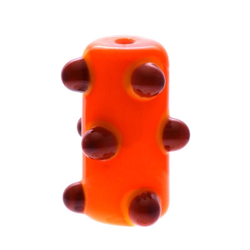 Roller bead with bubbles DOTS orange 18x10mm 1pc SZLXS410