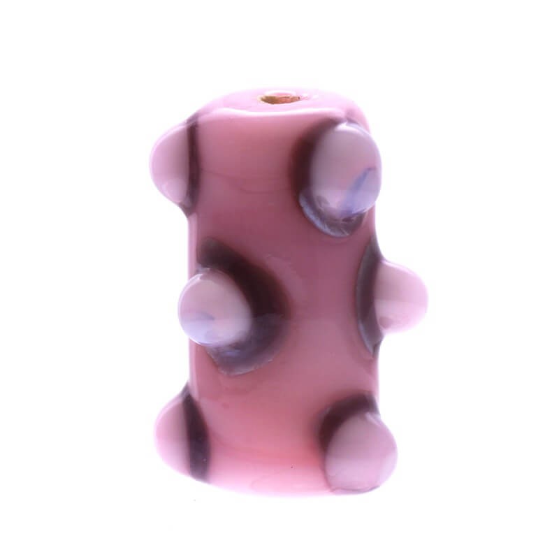 Roller bead with bubbles DOTS pink 18x10mm 1pc SZLXS407