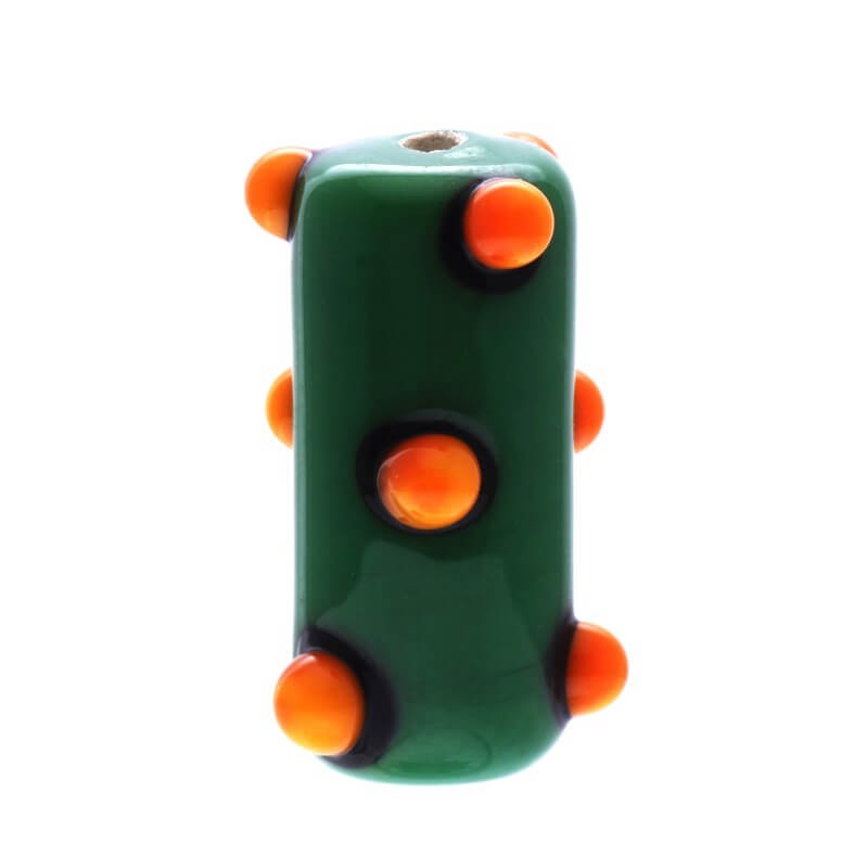 Roller bead with bubbles DOTS green 18x10mm 1pc SZLXS409