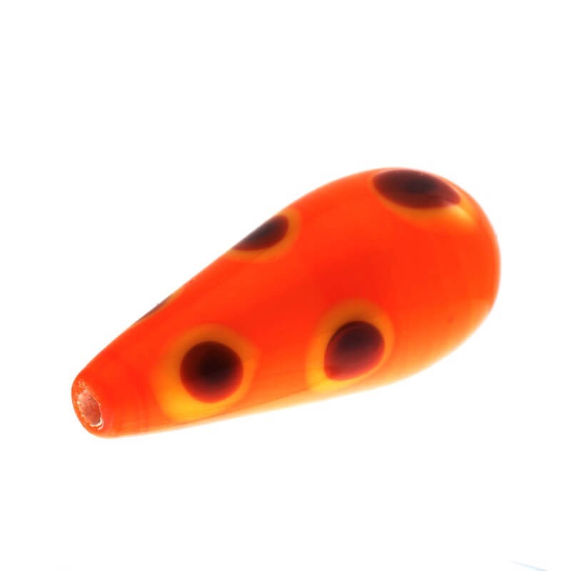 Teardrop bead DOTS orange 24x10x3mm 1pc SZLXS416