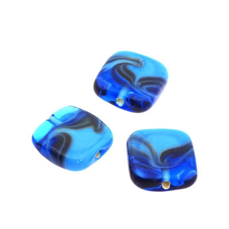 Lux glass, shaded tile, wave blue 16x16x4mm 1pc SZLXS602