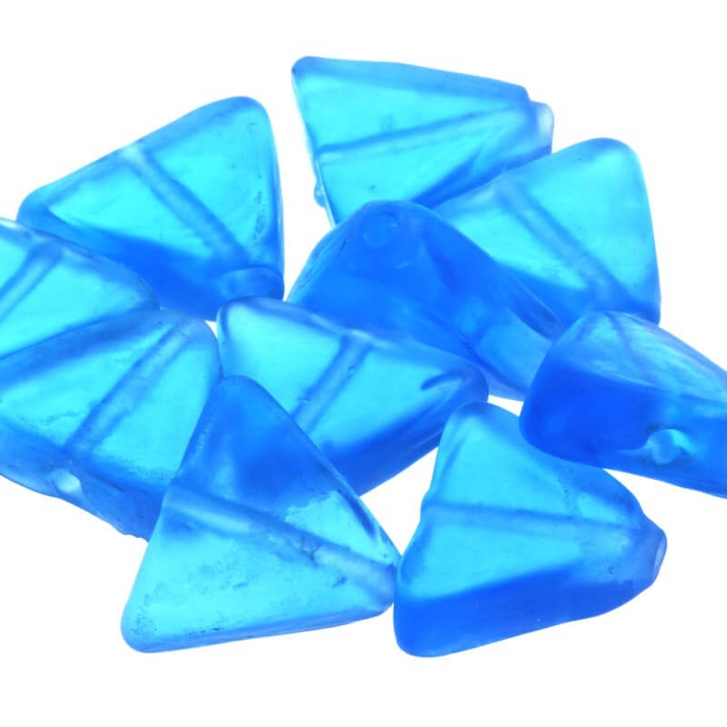 Triangle bead, mat blue 20x18x6mm 2pcs SZMAIK012
