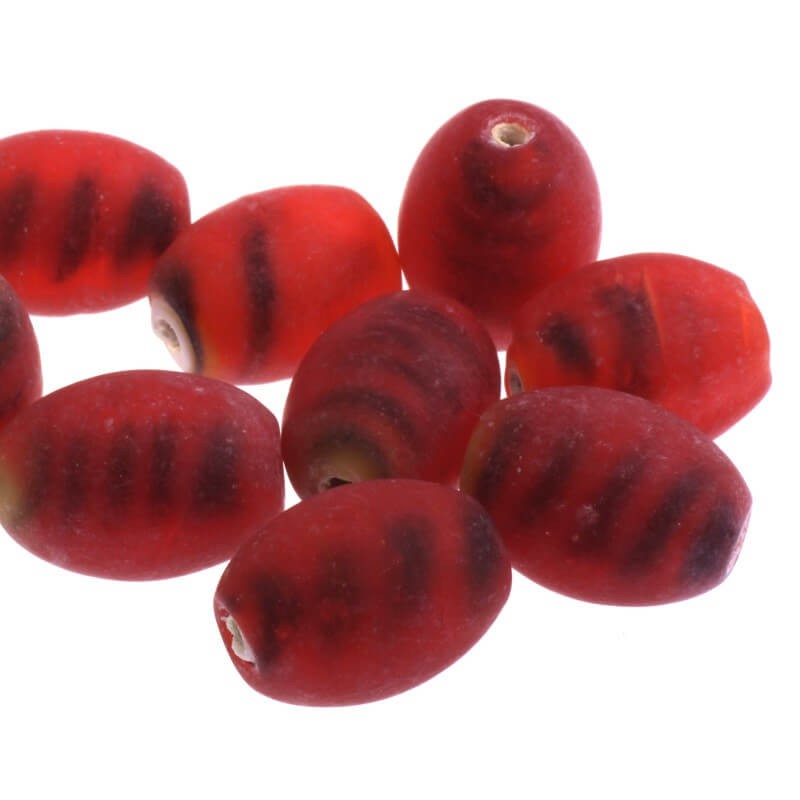 Bead olive matt red 17x12mm 2pcs SZMAOL033