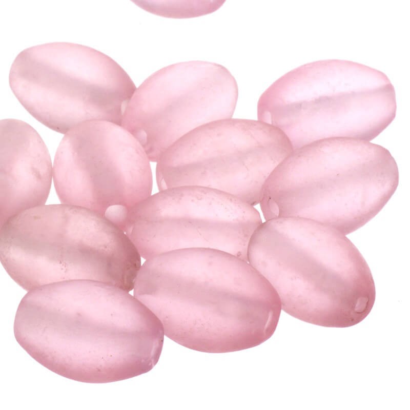 Bead olive matte light pink 16x10mm 2pcs SZMAOL017