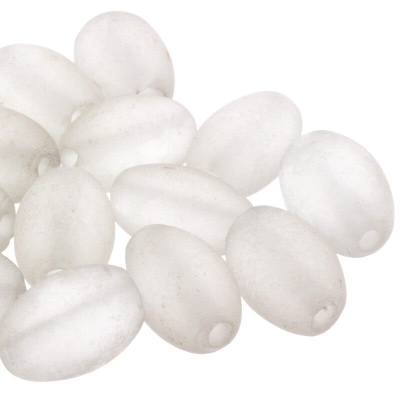 Olive bead ice white mat 16x10mm 2pcs SZMAOL014
