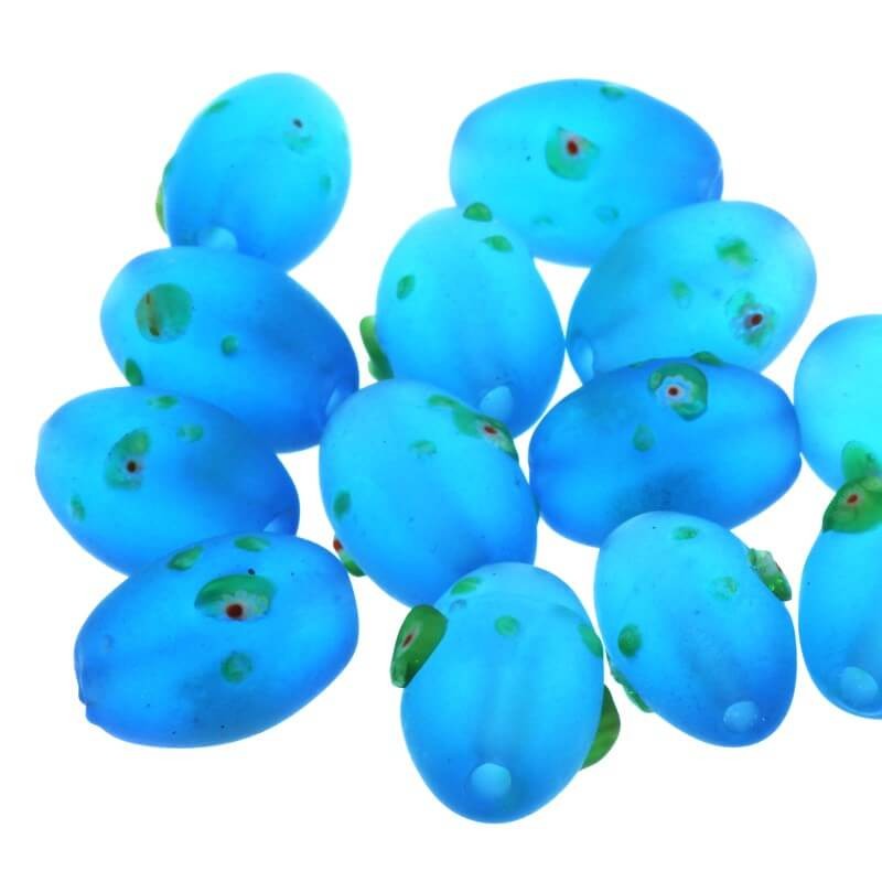 Olive millefiori bead blue mat 16x10mm 2pcs SZMAOL005A