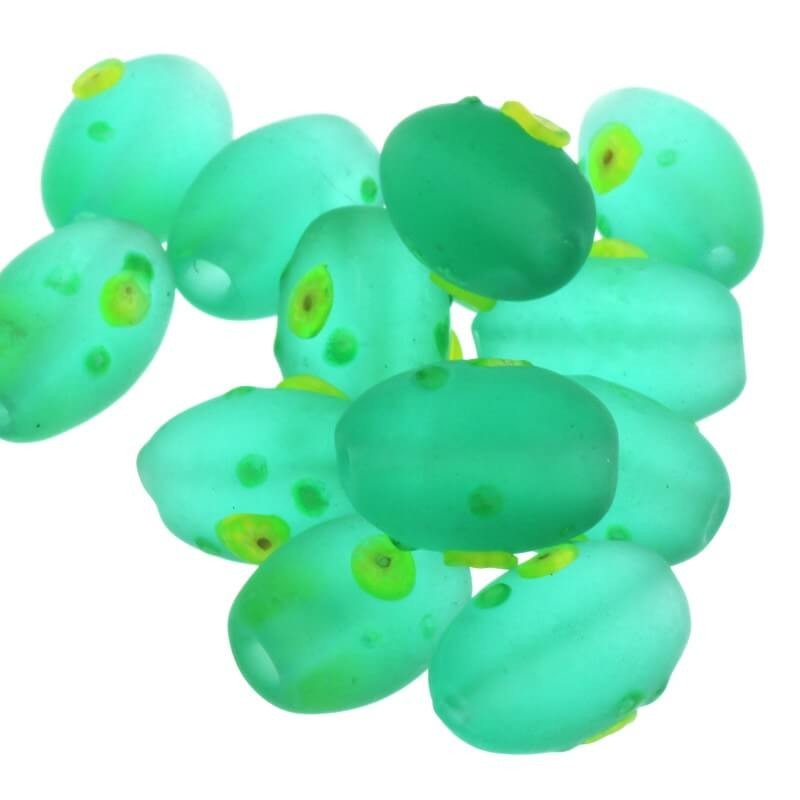 Olive millefiori bead mat green 16x10mm 2pcs SZMAOL003