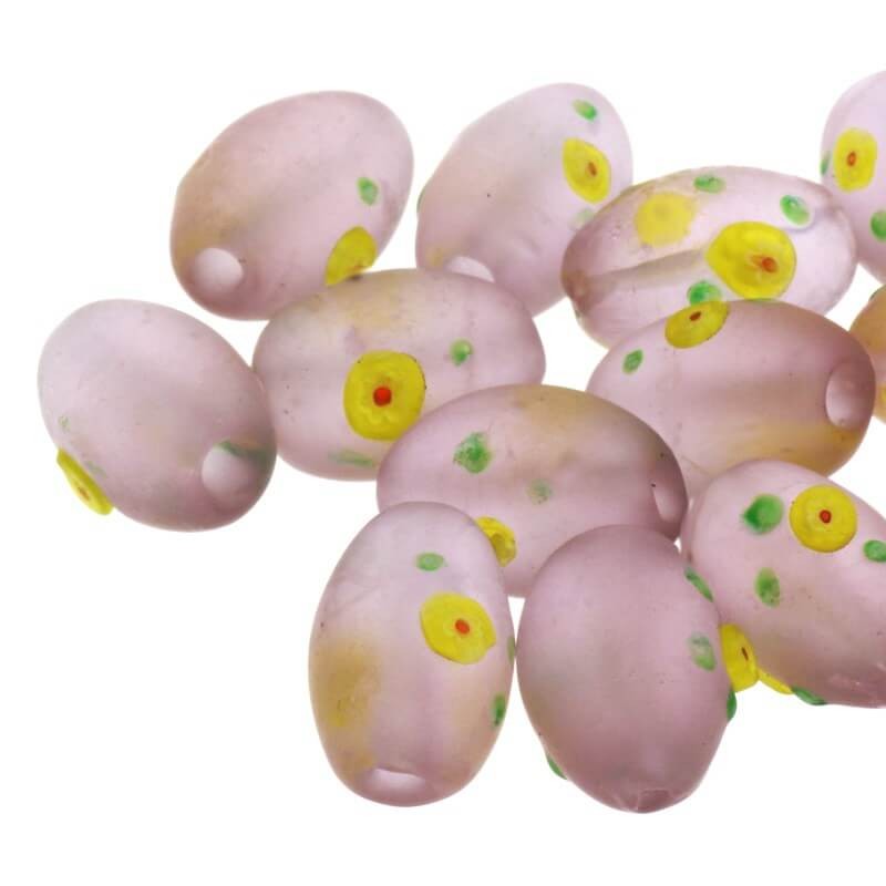 Olive millefiori bead mat light purple 16x10mm 2pcs SZMAOL022