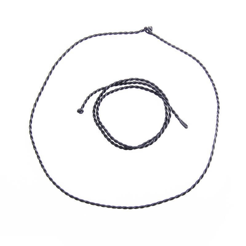 Baza naszyjnika chocker sznurek nylonowy skręcany czarna 44cm 2mm 1szt BAZN08