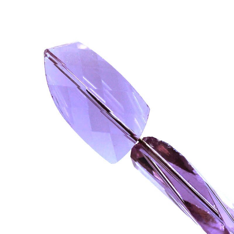 Koralik skręcony kafelek ze szkła szlifowanego kryształowego lawendowy fiolet 25x16x8mm 1szt SZSZWLT2502