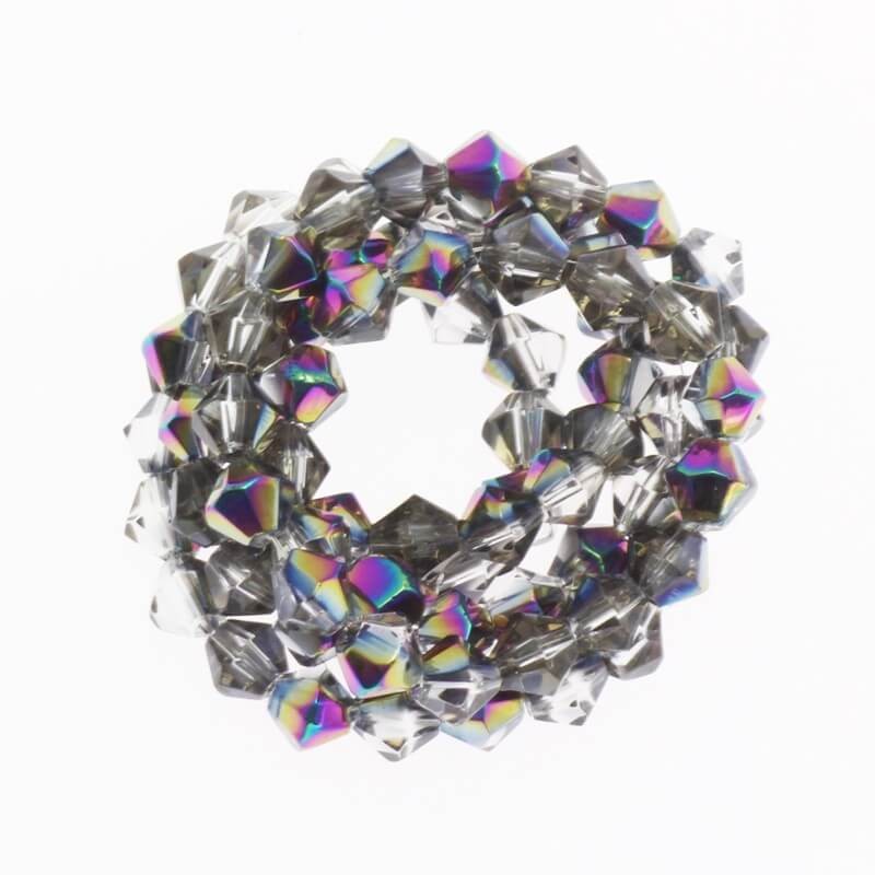 Glass beads cut crystal bicone graphite AB 4x3mm 10pcs SZSZBI0421