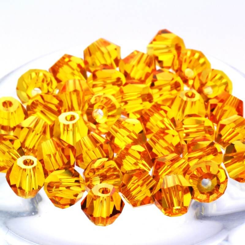 Crystal glass cut honey bicone beads 4x3mm 10pcs SZSZBI0403