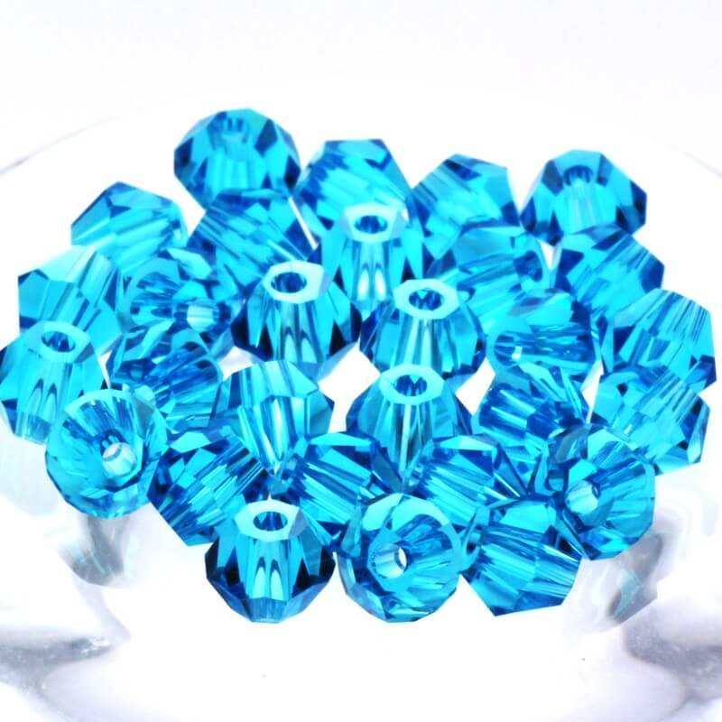 Crystal glass cut glass beads bicone blue 4x3mm 10pcs SZSZBI0409