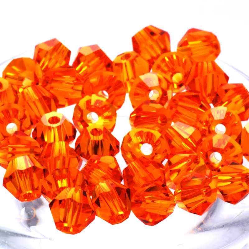 Crystal glass cut glass beads bicone orange 4x3mm 10pcs SZSZBI0404