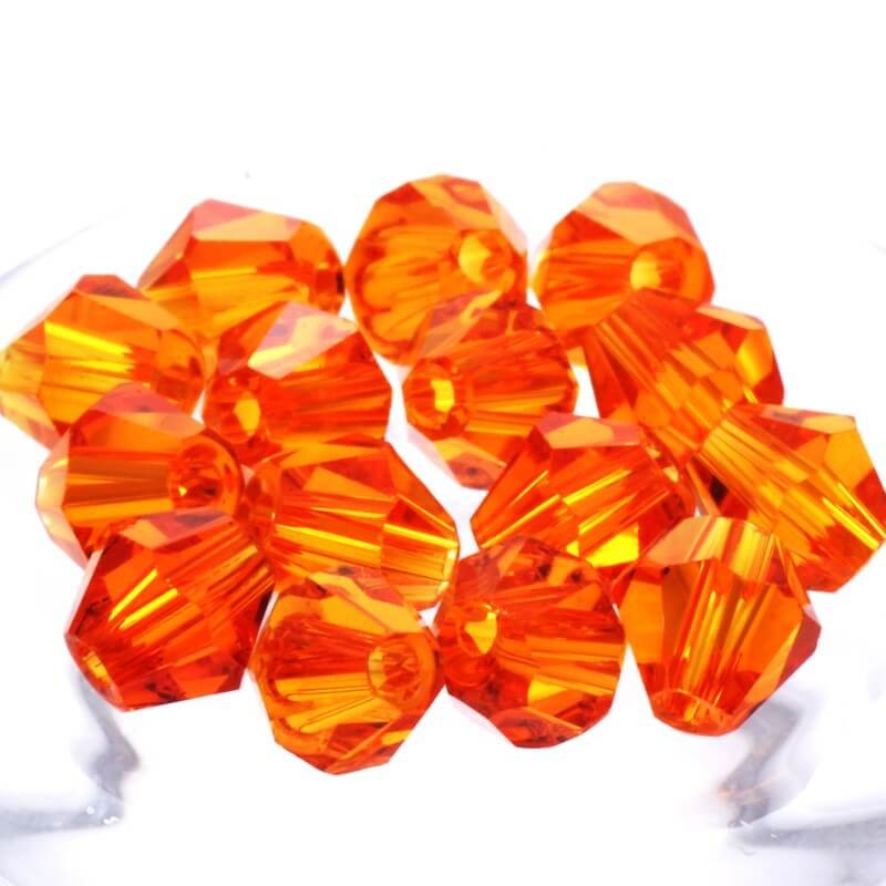 Cut crystal glass beads bicone orange 5x5mm 6pcs SZSZBI0502