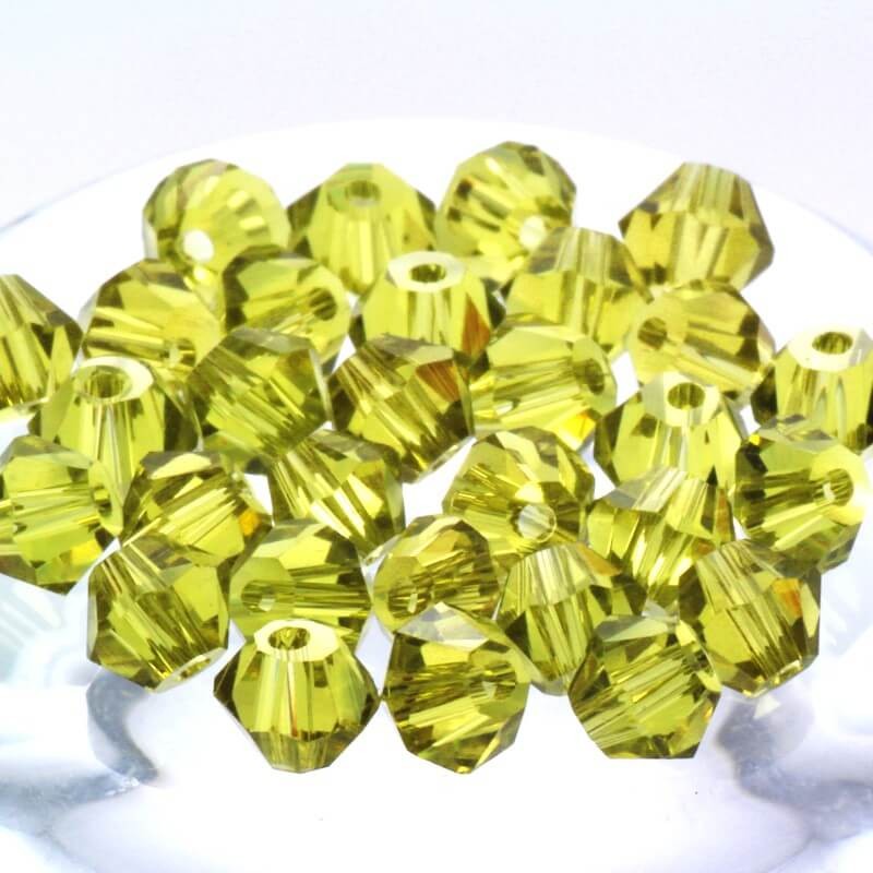 Crystal glass cut glass beads bicone green 4x3mm 10pcs SZSZBI0410