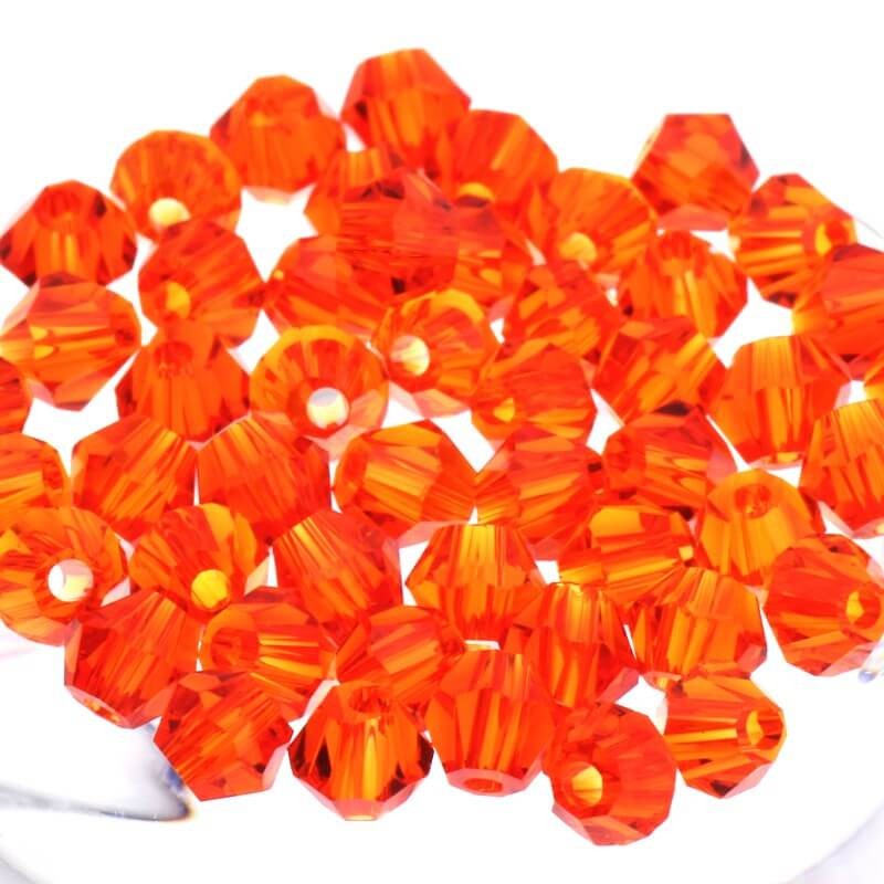 Glass cut bicone beads intense orange 4x3mm 10pcs SZSZBI0416