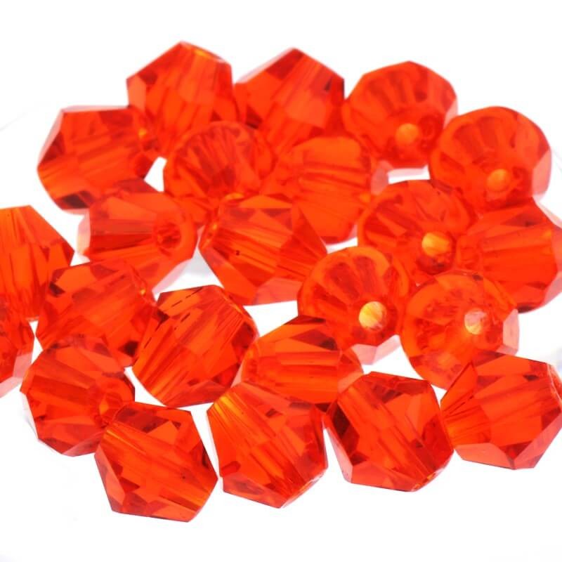 Glass cut bicone beads intense orange 5x5mm 6pcs SZSZBI0507