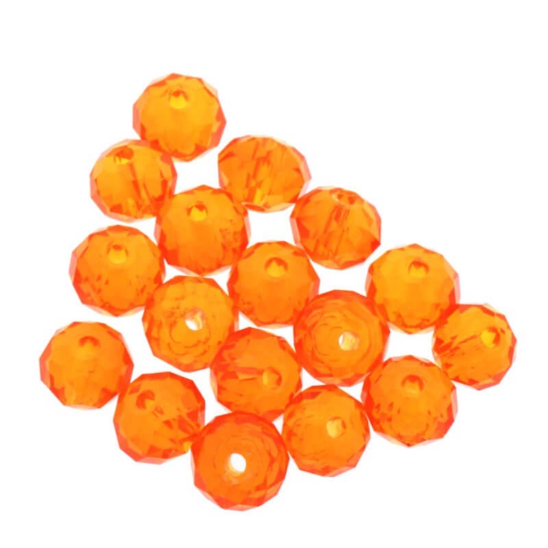 Koraliki kryształki oponki szkło szlifowane pomarańczowy 6x4mm 10szt SZSZOP0603