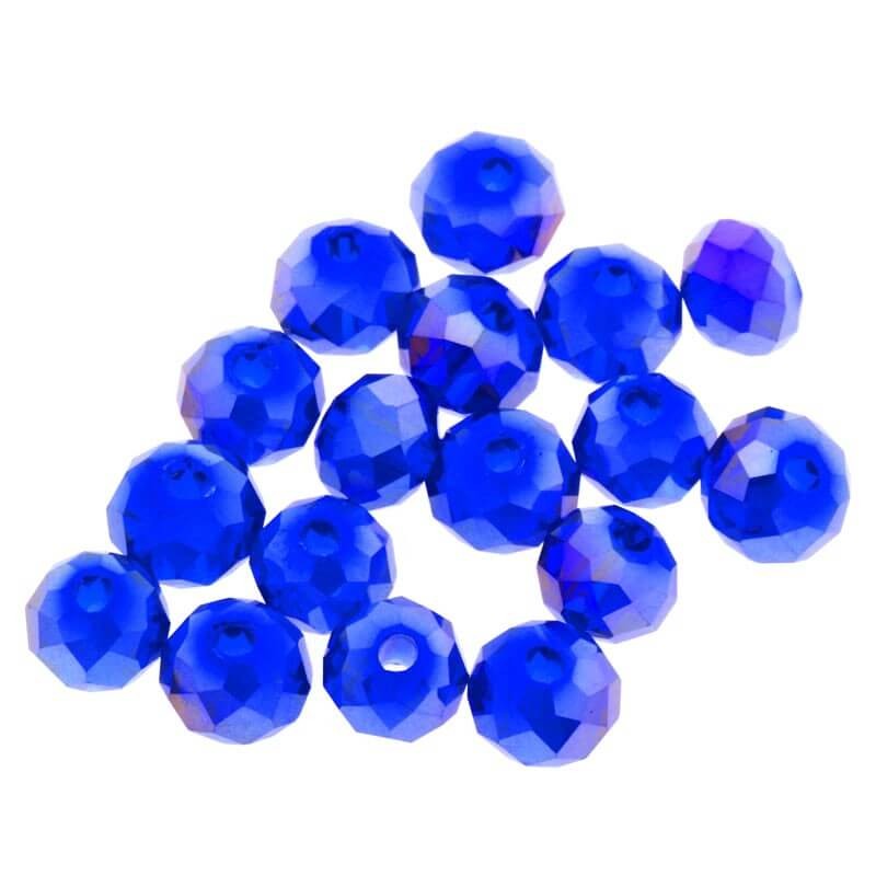 Ring bead, cut glass, cobalt AB 6x4mm, 10pcs SZSZOP0611