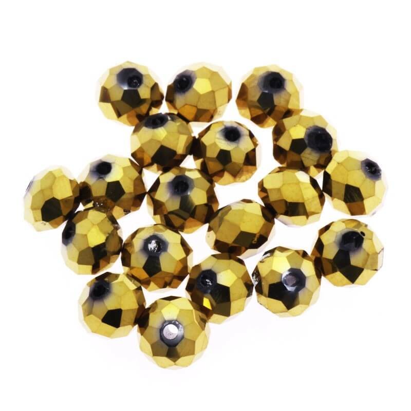 Ring bead, cut glass, golden metallic 6x4mm, 10pcs SZSZOP0622