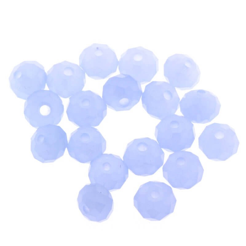 Ring bead, cut glass, milky blue 6x4mm, 10pcs SZSZOP0623