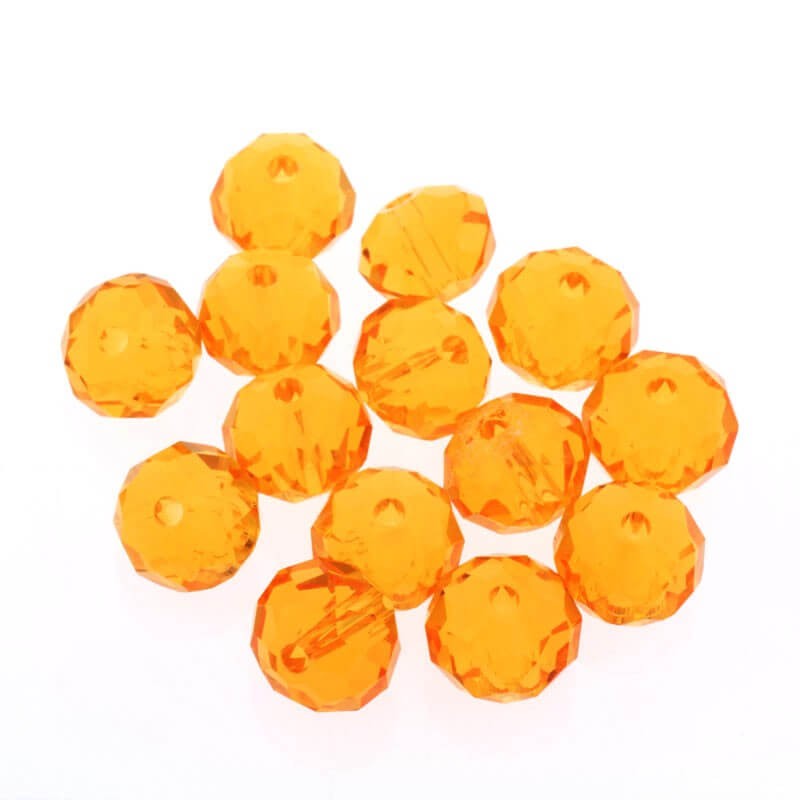 Ring bead, cut glass, bright orange 6x8mm, 10pcs SZSZOP0832