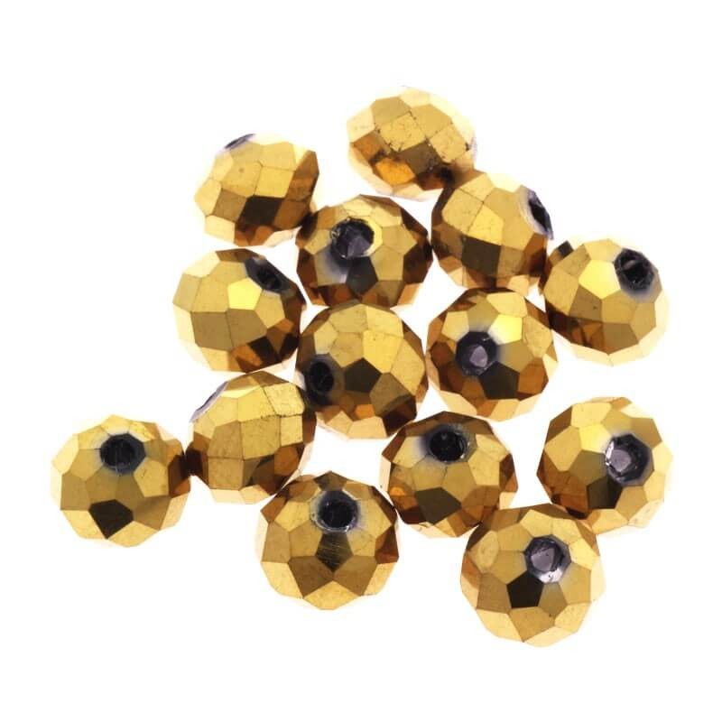 Ring bead, cut glass, golden metallic 6x8mm, 10pcs SZSZOP0823