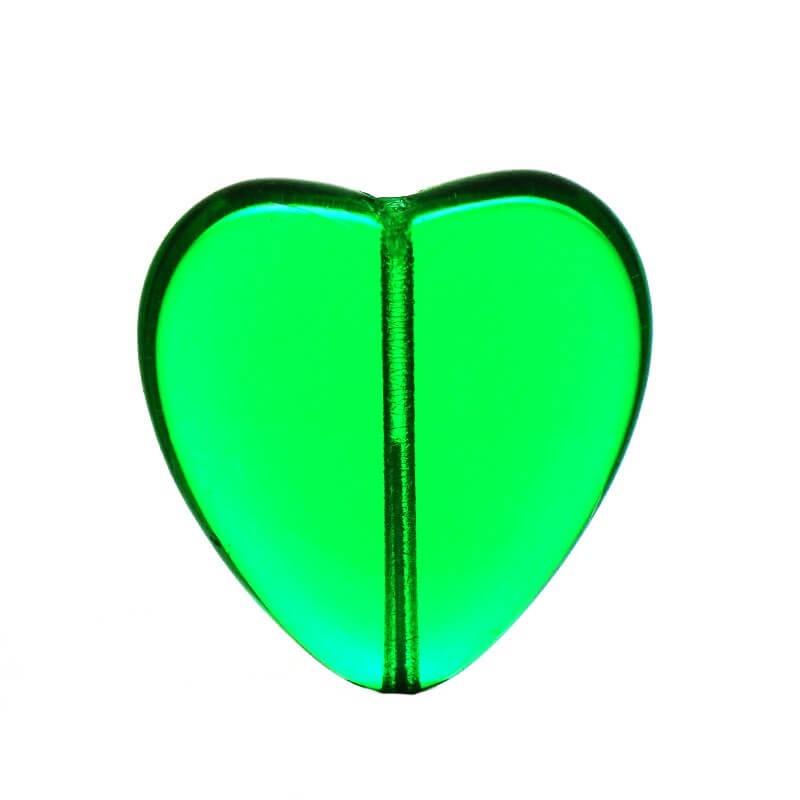 Green heart beads 23x22x6mm 2pcs SZZWIK106