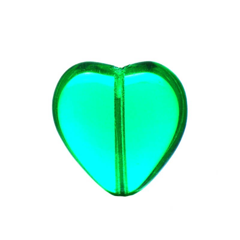 Green heart beads 15x15x5mm 2pcs SZZWIK107