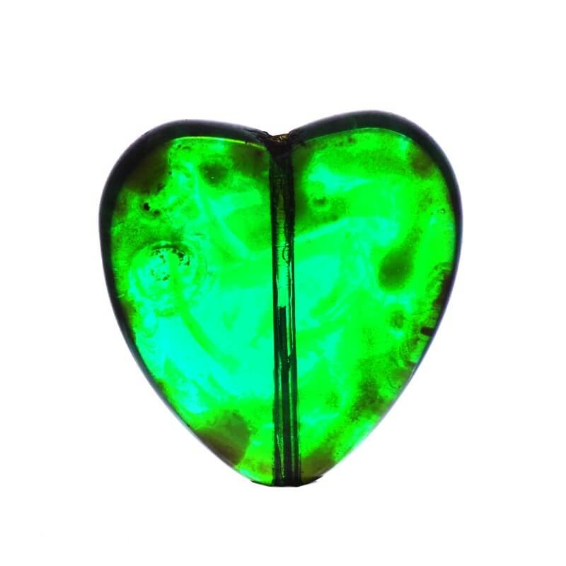 Green heart beads 23x22x6mm 1pc SZZWIK110