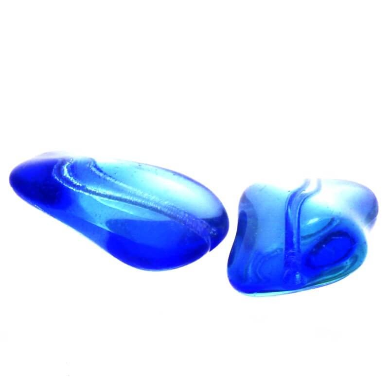 Irregular glass beads blue 14x10x7mm 3pcs SZZWIK137