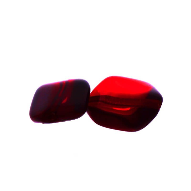 Irregular glass beads red 14x10x6mm 4pcs SZZWIK138