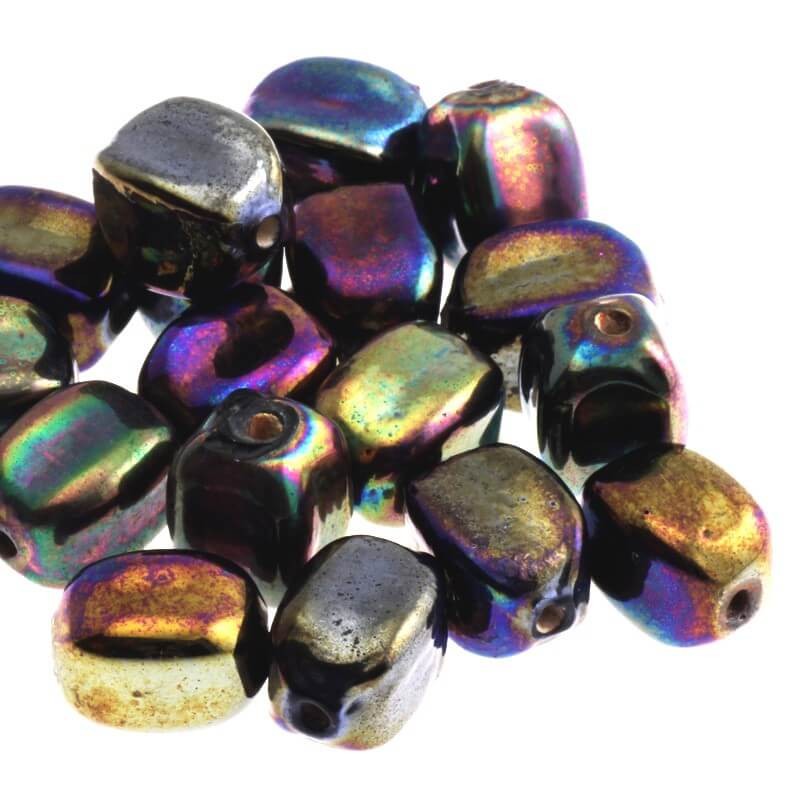 Black metallic olive beads 13x10mm 2pcs SZZWOL030B