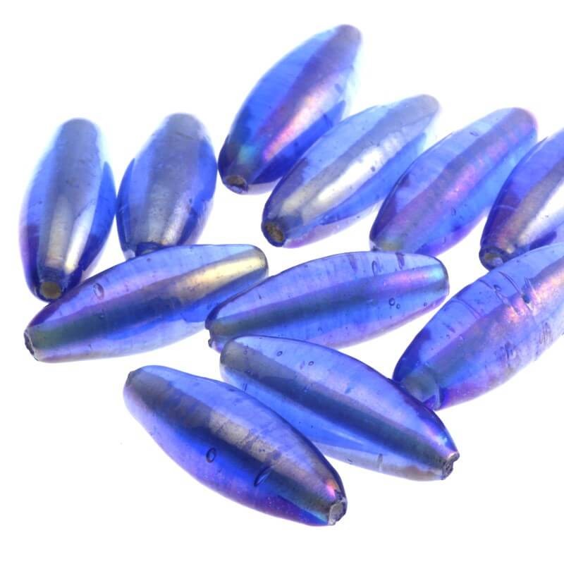 Pearl blue olive beads 26x10mm 2pcs SZZWOL032B