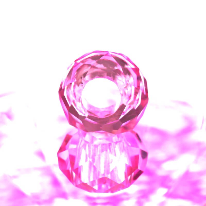 Koralik modułowy szkło kryształowe jasno różowy 14x8mm 1szt SZSZPAN006