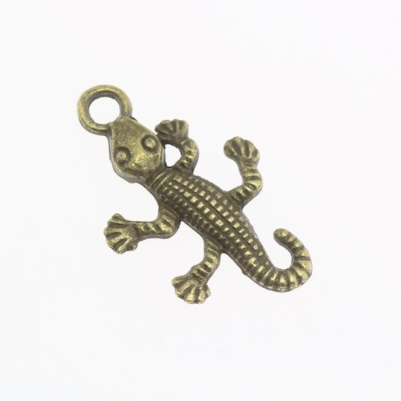 Pendant for gecko bracelets, 6 pcs, antique bronze 25x15x2mm AAB209
