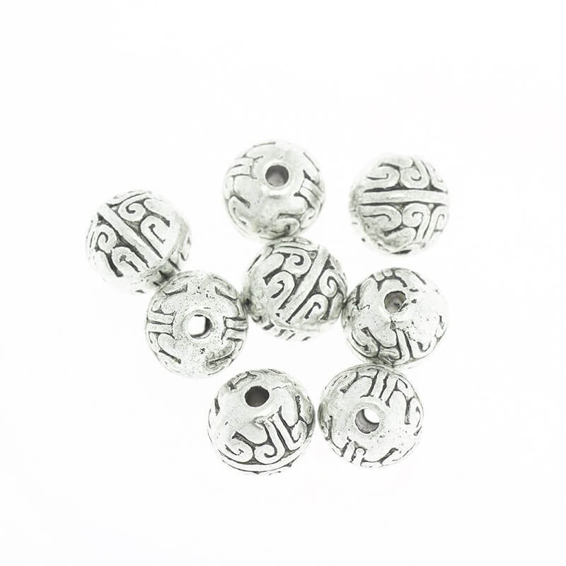 Metal beads, spacers, decorative balls, 2 pcs, antique silver 7mm SMPK33