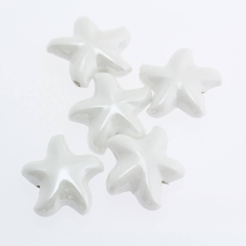 Ceramic starfish beads 20x10mm white 1 pc CRZGK08