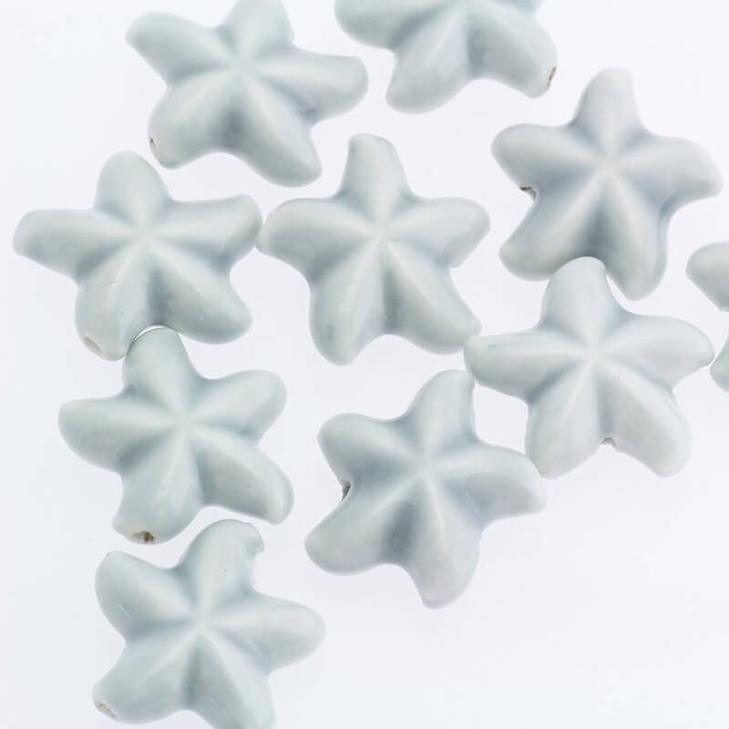 Koraliki ceramiczne rozgwiazdy 20x10mm szare 1 szt CRZGS01