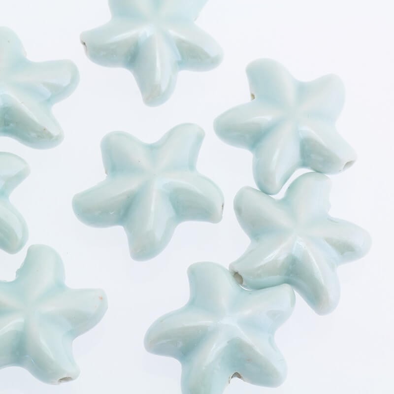 Ceramic starfish beads 20x10mm light blue 1pc CRZGN17