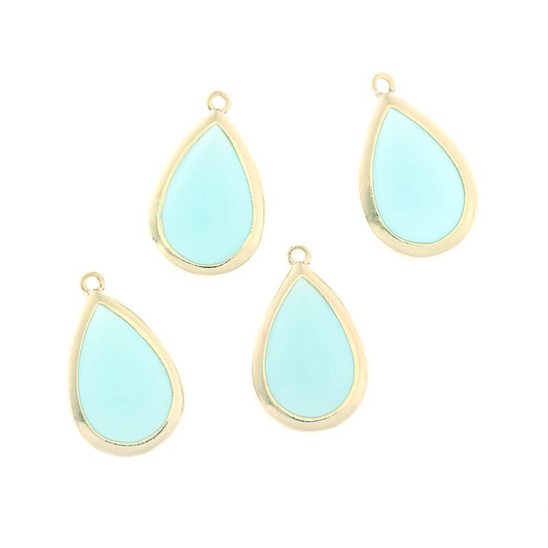 Pendants teardrop crystals in the jade fitting 1pc gold-plated 22x13x7mm ZG018