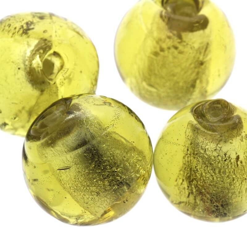 Glass beads Venetian olive oil 14mm 2pcs SZWEKU126