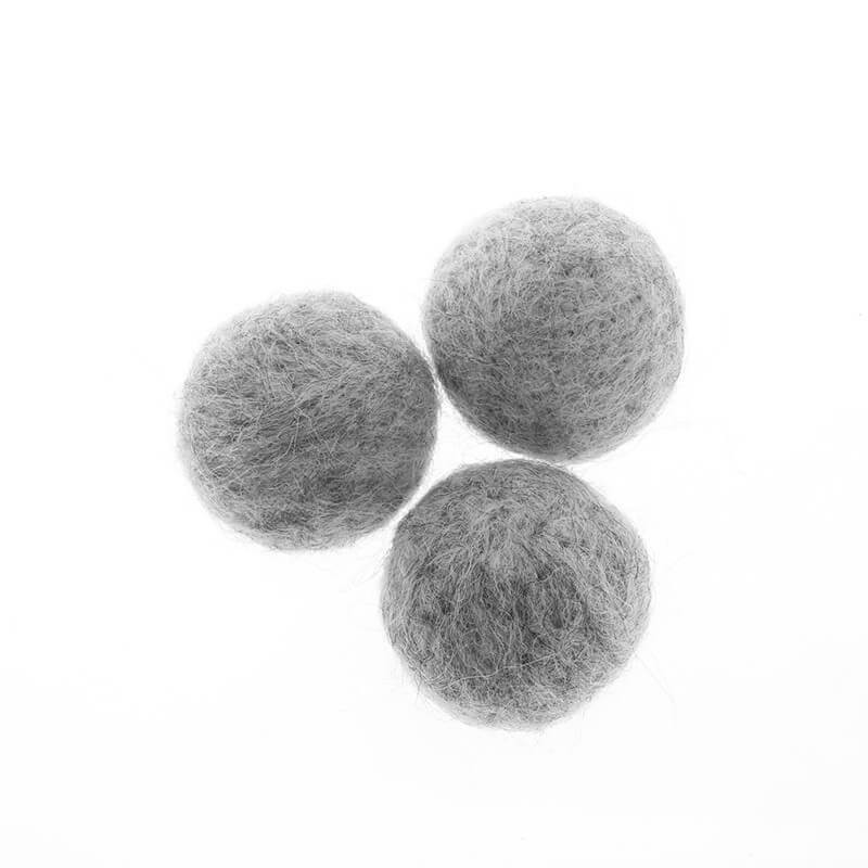 Felt beads for jewelry balls 30mm gray melange 1pc FCKU3018