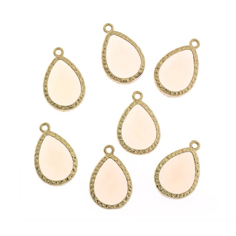 Pendants for bracelets in hammered fittings champagne tears 1pc gold-plated 19x12x6mm ZG074