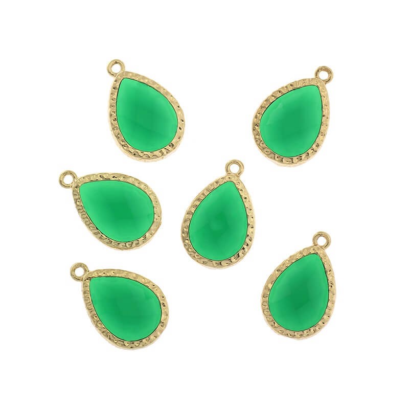 Pendants for bracelets in hammered fittings emerald tears 1pc gold-plated 19x12x6mm ZG077