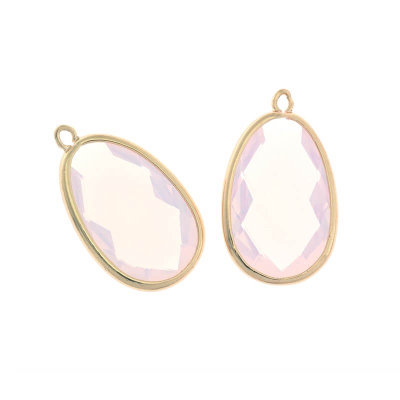 Pendants pendants large teardrops in the ferrule pink opal 1pc gold-plated 32x18x8mm ZG078