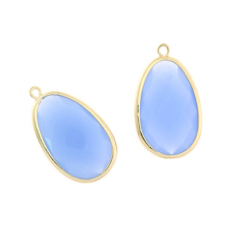 Pendants pendants large teardrops in the ferrule blue opal 1pc gold-plated 32x18x8mm ZG082