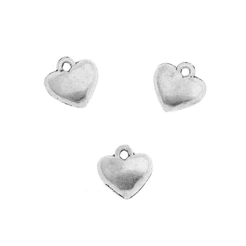 Charms heart, antique silver 11x10x1mm, 5pcs AAS065